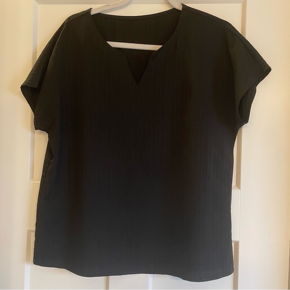 SHEIN Black Boxy Cut Out Blouse